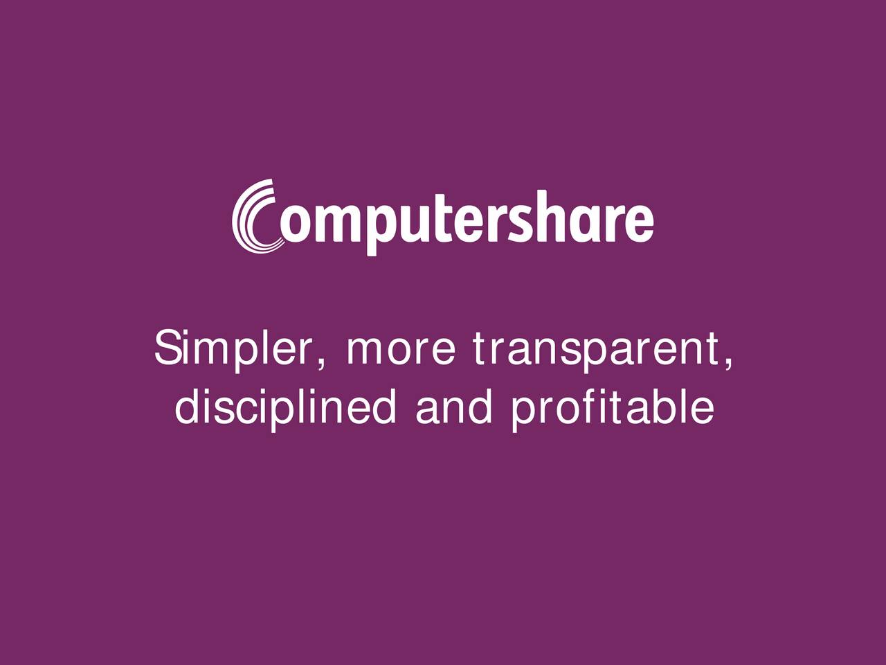 Computershare CMSQF Investor Presentation Slideshow Computershare 